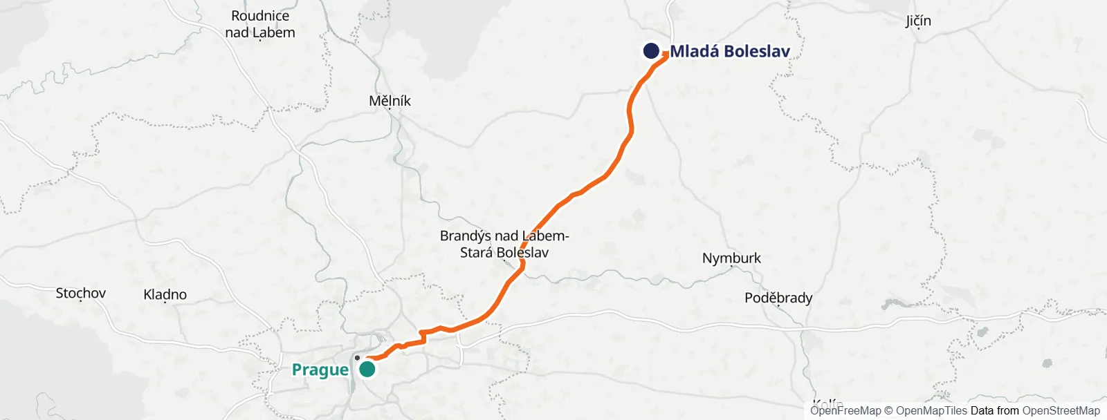 Mappa del percorso: Prague – Mladá Boleslav